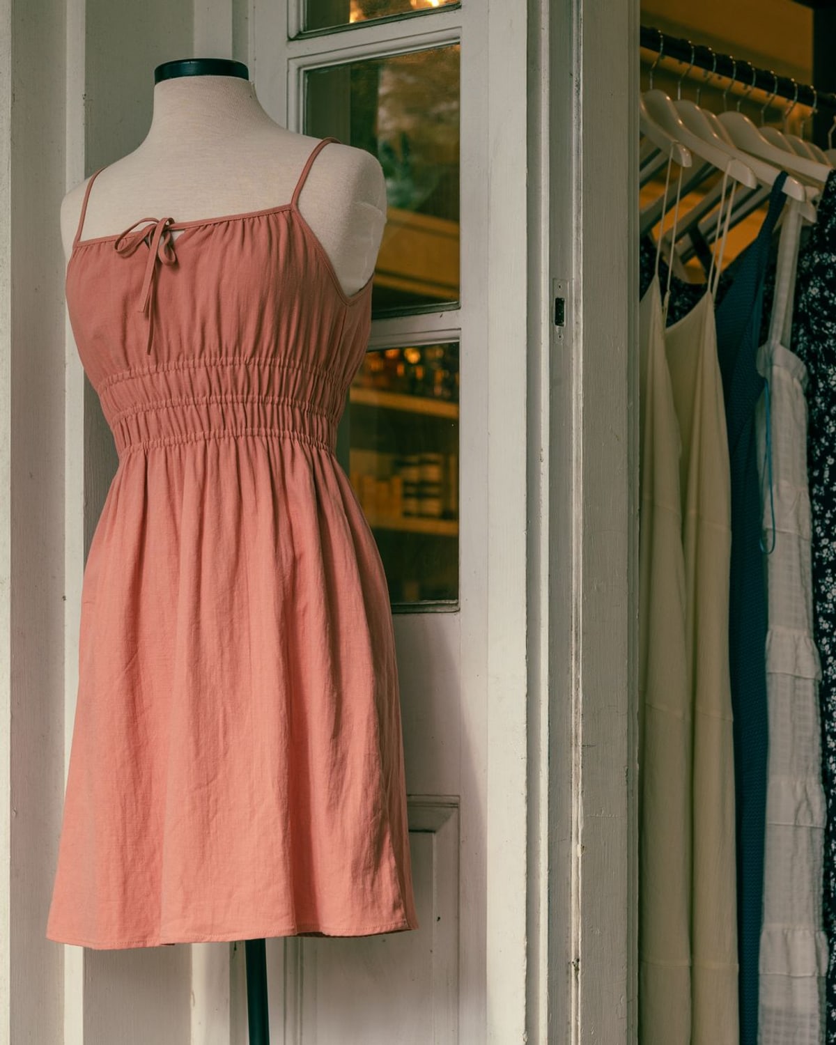 Woman wearing a midi dress in the city